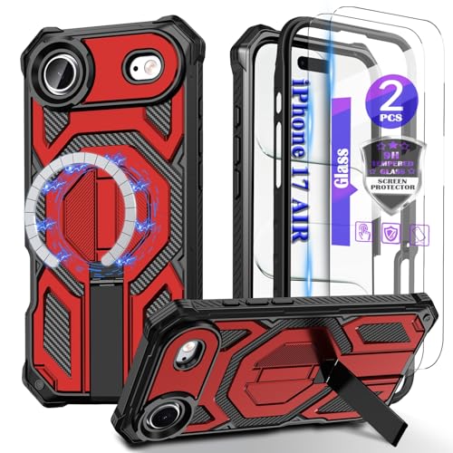 YmhxcY Magnetic for iPhone Air Case with Kickstand-Red
