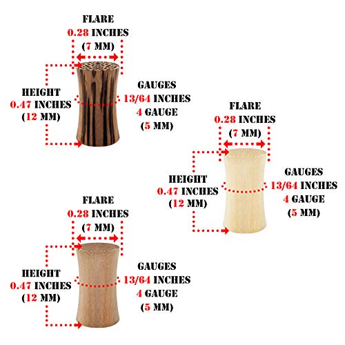 3 Pairs Wood Double Flared Saddle Piercing Jewelry Ear Stretcher Black horn Flesh Plugs Earring Lobe2