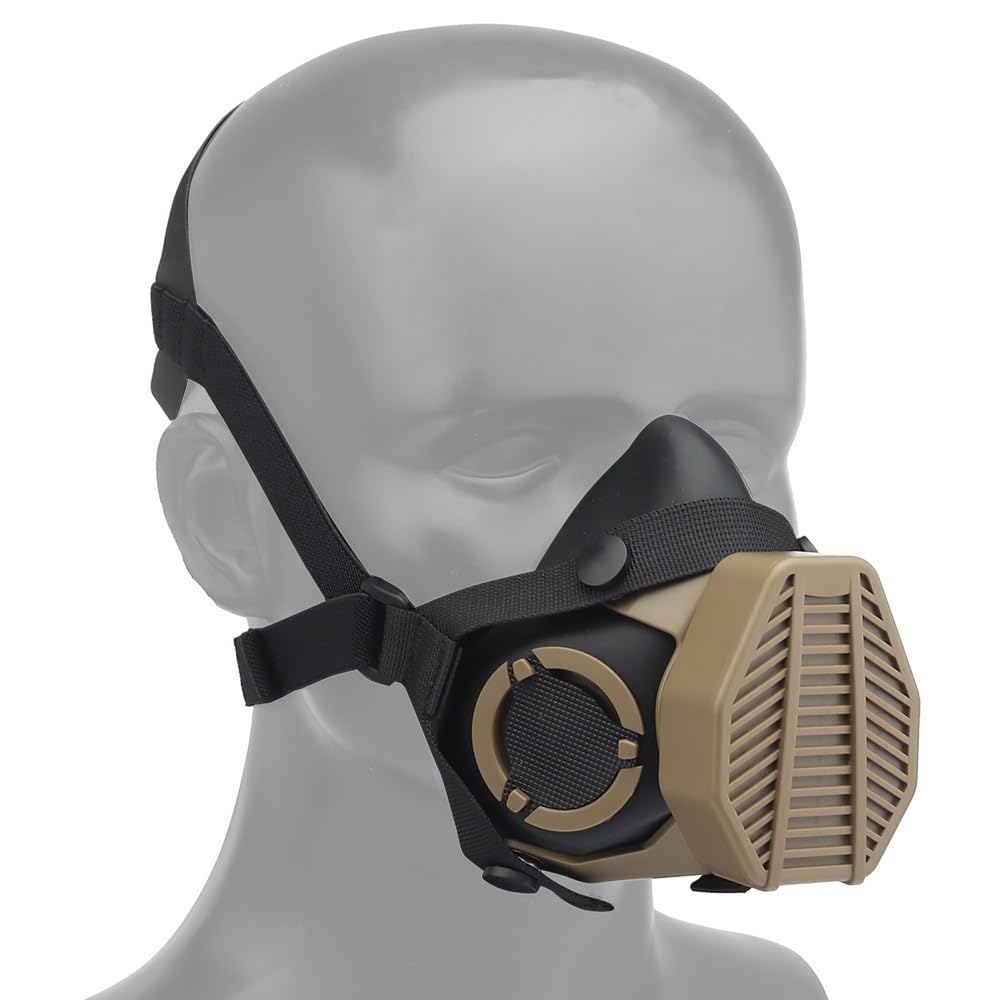 Jungle Leopard - Máscara de respiración táctica, media máscara de gas con filtro reemplazable para airsoft militar