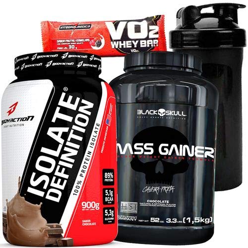 Whey Isolado Isolate 900g Sem Gordura Glúten Lactose+Hipercalorico Massa Gainer 1,5kg Bope Black Sku