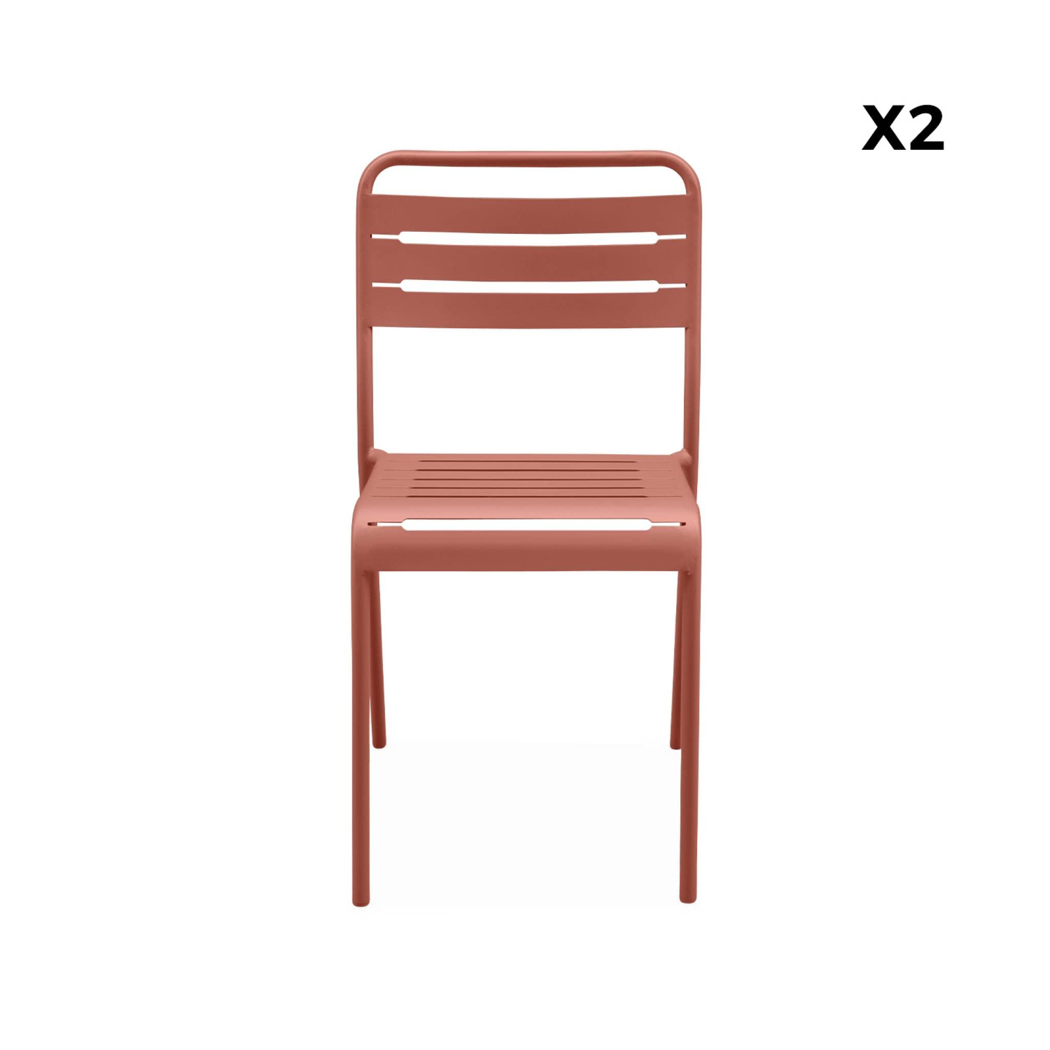 Alice's Garden - Lot de 2 chaises de Jardin Acier. 2 Places. Terracotta. Amelia. L44 x P52 x H79cm