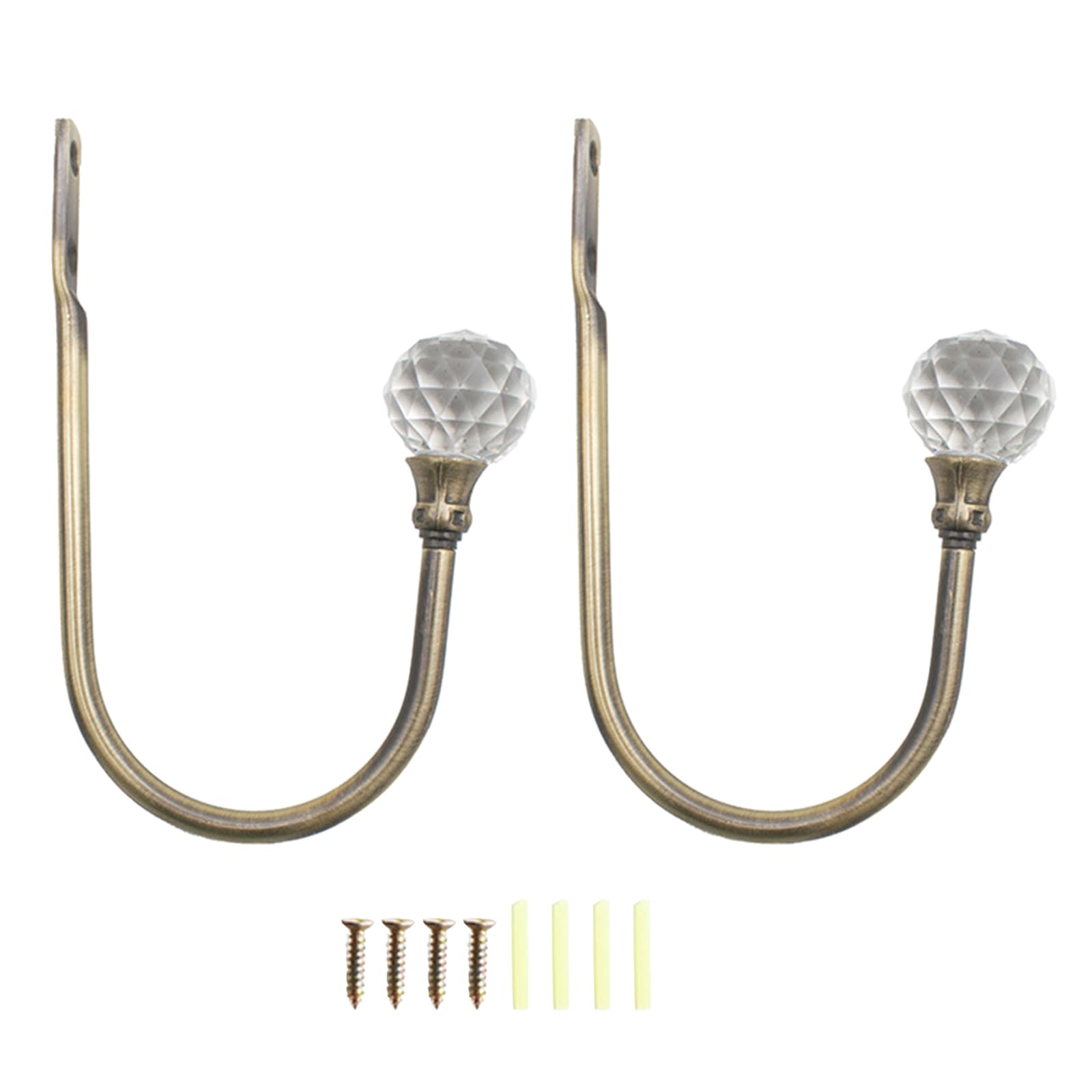 2Pcs U Shape Crystal Curtain Tieback Decorative Hook Household for Home Dormitory Window Decoration Accessory Window Holdbacks