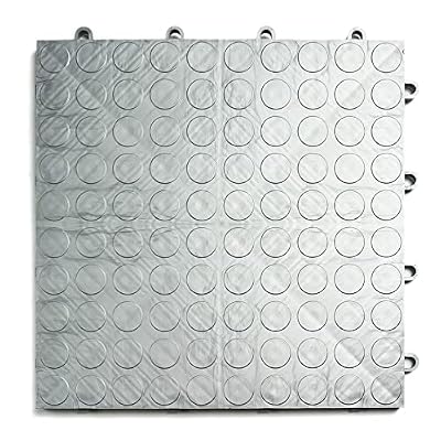 GarageDeck Coin Pattern, Durable Copolymer Interlocking Modular Non-Slip Garage Flooring Tile (12 Pack), Alloy