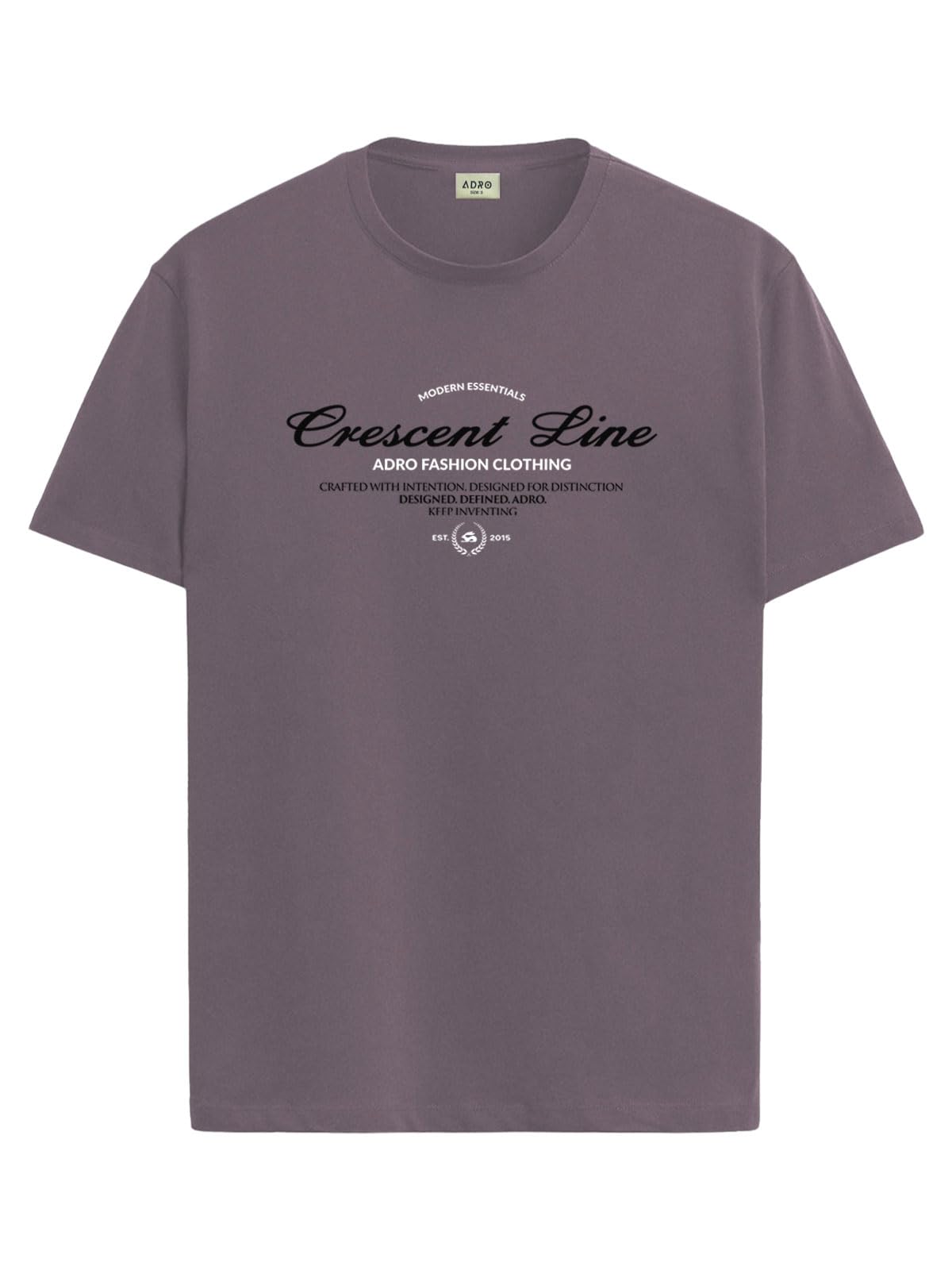 adro Men’s Regular Fit T-Shirt – Crescent Line Classic Design | 180 GSM Cotton Lycra Soft Stretch Typography Tee-picture-10