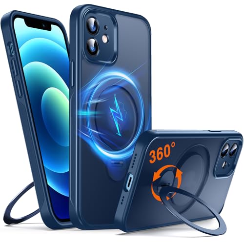 Chicfun 360 O-Ring MagStander for iPhone 12 Case iPhone 12 Pro Case with Magnetic Stand Ring Holder [Compatible with MagSafe] [Military Shockproof] Kickstand iPhone 12/12 Pro Phone Cover Blue