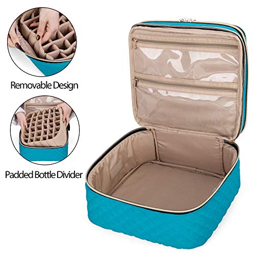 Yarwo Nail Polish Organizer Case Holds 36 Bottles (15Ml/0.5 Fl.oz), Double-Layer Travel Bag For Nail Polish, Manicure Set And Pedicure Kit, Teal (Bag Only, Patent Pending) #TOP3