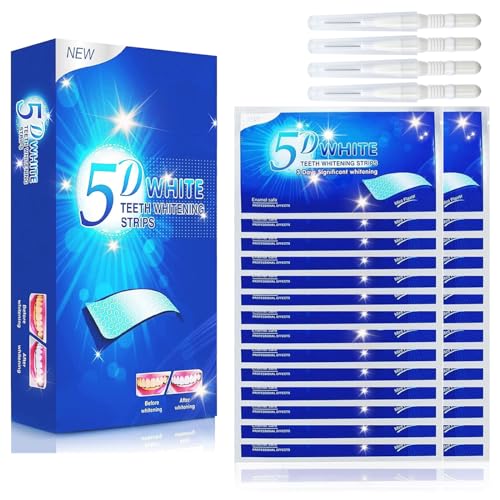 AYNKH Dental Whitening Strips zum Entfernen von Flecken von geräuchertem Kaffee, Dental Whitening Kit Dental Whitenizer 3D White Strips mit Reinigungswerkzeug, 14 Sets mit 28 Stück