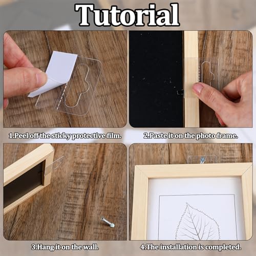 Image of 20 Pcs Small Adhesive Plastic Sawtooth Picture Hanger Plastic Hanging Tabs Clear Foamboard Plate Hangers for The Wall Stick On Picture Hanger Sawtooth Without Nails