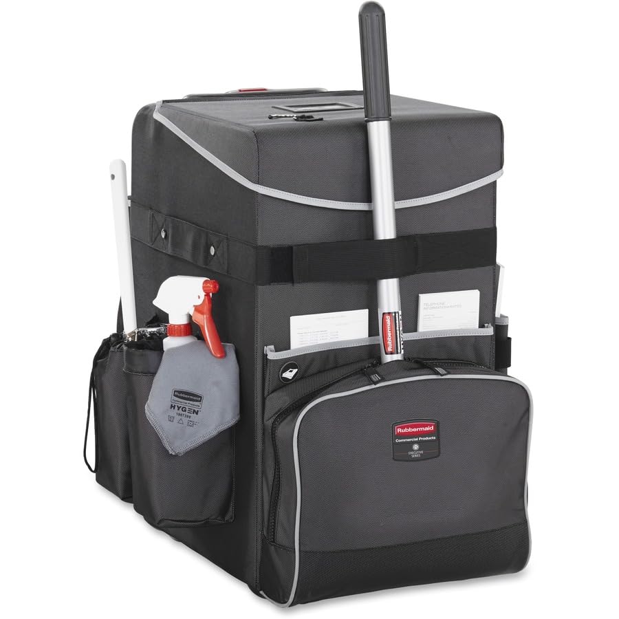 Image of Rubbermaid Commercial Products Executive Quick Carts, Mobile /Travel Office Cart, Large, Dark Gray, for Housekeeper /Sales Rep /Medical Professionals /Home Healthcare /Teachers