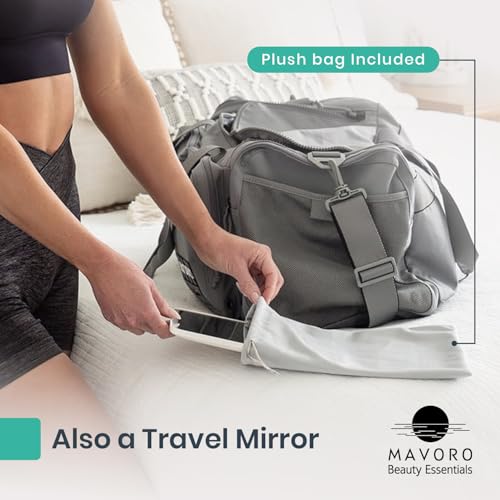 Mavoro 17.5 x 22.5cm Travel & Vanity Mirror with Stand | Small Wall Adhesive Mirror | Peel and Stick Wall Mount Travel Make up Mirror | Real Glass by Mavoro - Image 7