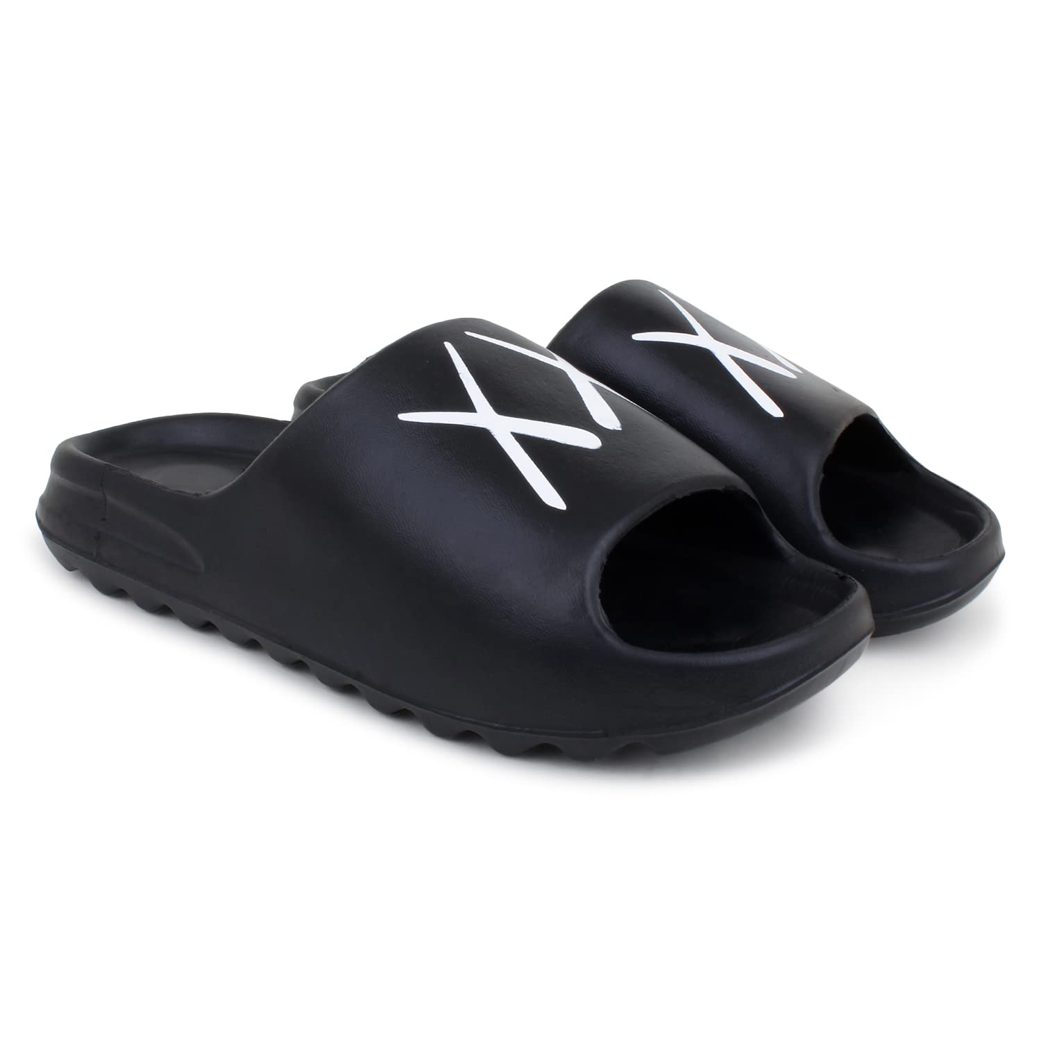 Pampy Angel ZigZag Double X Mens Flip Flops Slides Back Open Household Comfortable Slippers Black,6 (UK/India) (B0BPR9ZTNR) Amazon Price History, Amazon Price Tracker