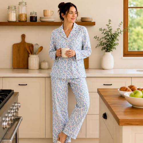 Image of Huar Cotton Pajamas Set for Women - Luxurious Cotton Womens Pajama Sets - Comfortable Christmas PJ Set, Breathable & Light Pj