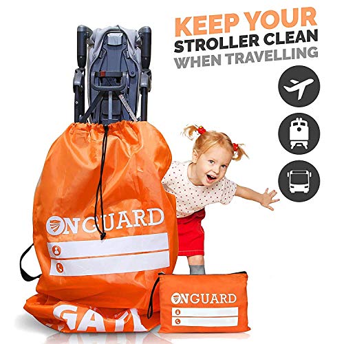 Onguard Double Stroller Bag For Airplane | Stroller Cover | Gate Check Stroller Bag | Baby Airplane Travel Accessories | Waterproof Rip Resistant Polyester Compact Backpack | Orange #TOP2