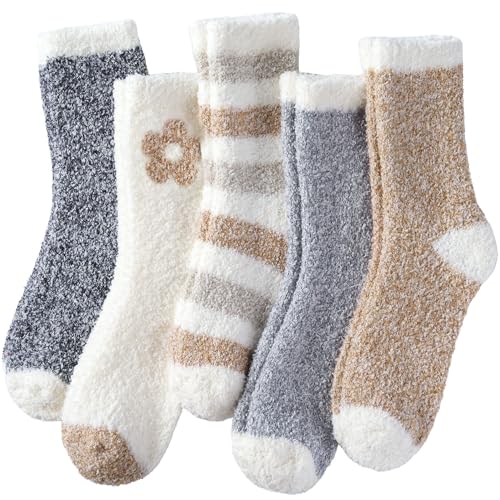 ZhiNuSi Fuzzy Socks for Women Cozy Warm Fluffy Winter Valentine's Day Gifts Slipper Plush Soft Spa...