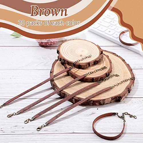 Jeyiour 20 Pieces Bible Verse Bracelets Bulk Christian Leather Bracelets, God Faith Scripture Quotes Bracelet, Inspirational Gifts Bible Bracelets Scripture for Office School Home Woman Man (Brown)