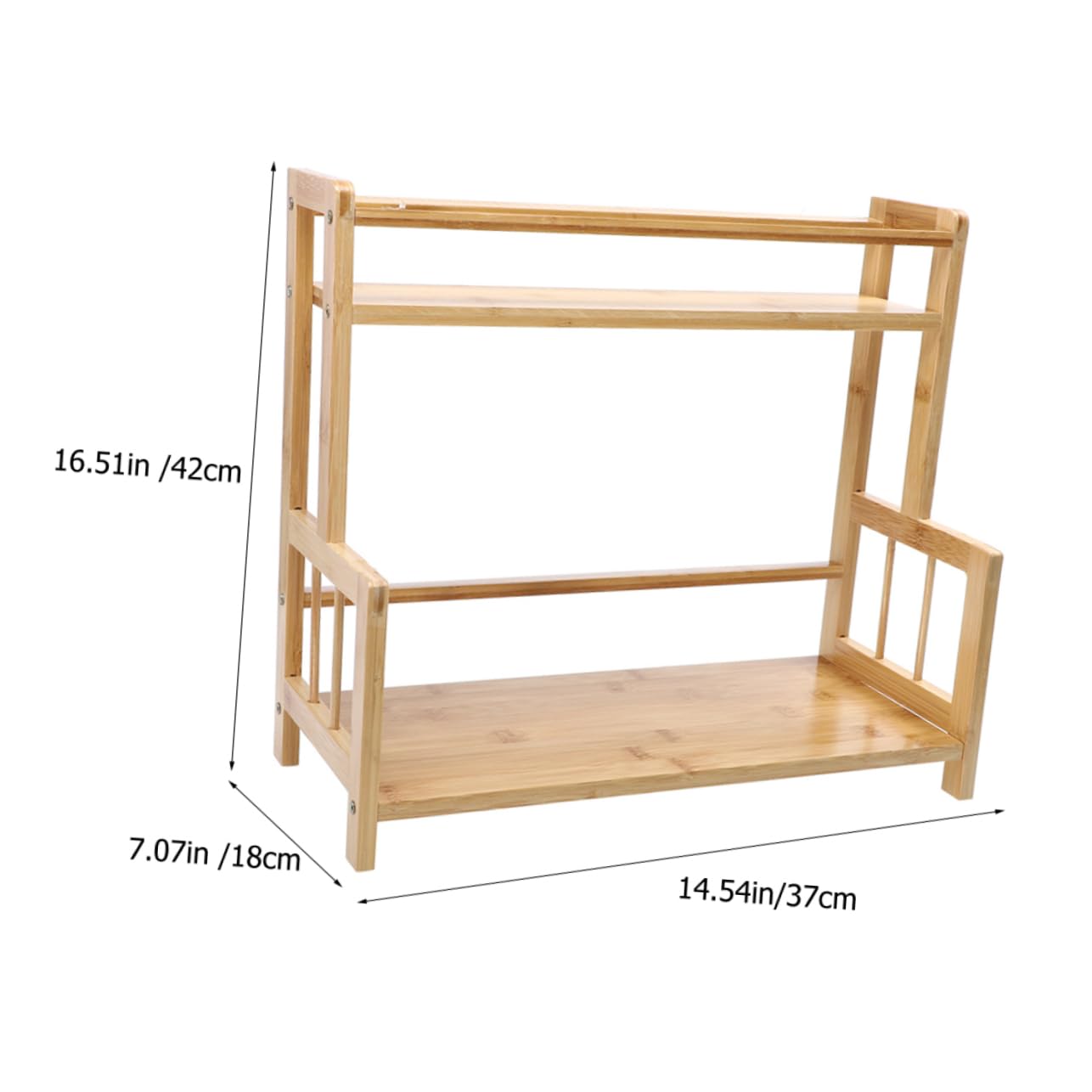 Mikinona Étagère à Épices en Bambou à Deux Niveaux pour Comptoir | Beige, Rangement des Assaisonnements, Usage la Cuisine ou Ailleurs, Format Compact
