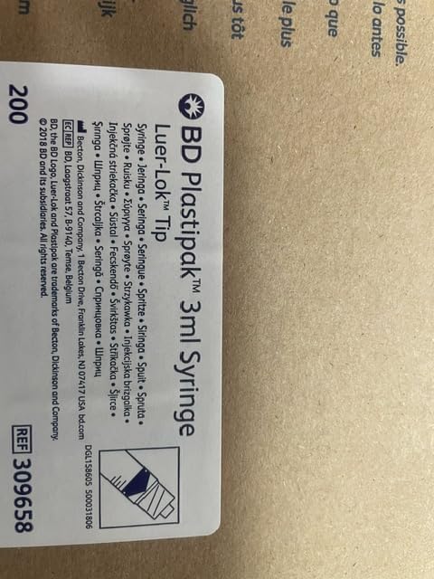 Seringue BD plastipak 3 ml luer lock lot de 200 pièces