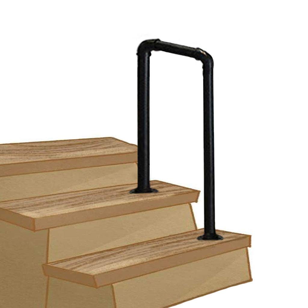 Main courante en fer forgé noir mat pour escalier de porche haut de gamme