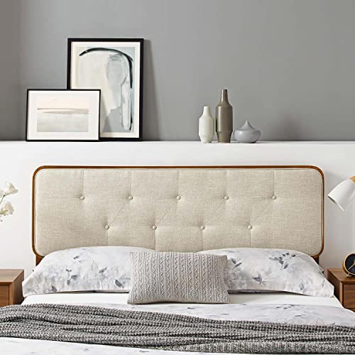 Modway Collins Tufted Fabric And Wood Queen Headboard In Walnut Beige #TOP2
