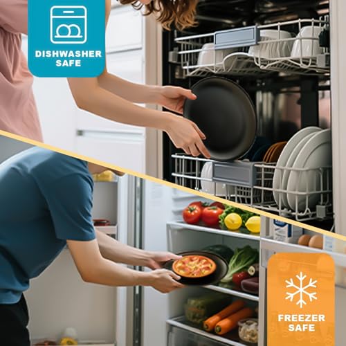 24pcs Dinnerware Sets,Plastic Plates and Bowls Sets,Dishes Set for 8,Unbreakable Modern Dish Sets,Reusable Dinning Set,Dishware Sets for Kitchen,Party or Picnic, Dishwasher Safe,Black,BPA free - Image 6