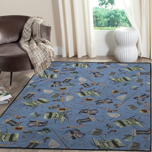 Tapete decorativo rectangular azul con diseño floral miniatura 4