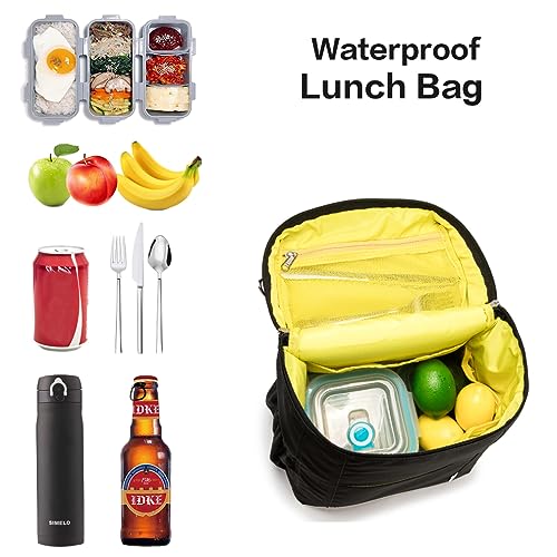 Image of NOL Natural Organic Lifestyle Insulated Lunch Bags for Women Cooler Bag Lightweight Nylon Waterproof Lunch Box For Work (Black, Large)