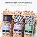 Soeos Spice Seasoning Set of 3 with Integrated Grinders, Spicy Garlic, Garlic & Herbs, Garlic Salt, Seasoning Gift Set.