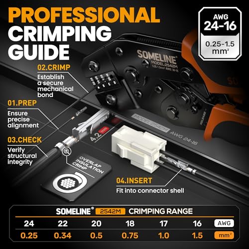 SOMELINE Crimping Tool Kit with 4.2mm Connectors (2-16 Pin, 24-16 AWG), Ratchet Wire Crimper Compatible with Molex Mini-Fit Jr, Amphenol Minitek Pwr 4.2 for PC Modding, ATX PSU GPU PCI-E Automotive