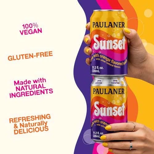Image of Paulaner Sunset Orange Cola Soda Soft Drink (Classic and Zero) | Fruity European Natural Sugar Spezi Soda Made in Germany | Vegan and Gluten-Free (12 Pack, Variety)