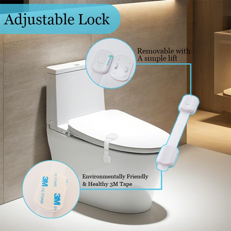 Miniatura 4 de Kit de 40 unidades a prueba de bebés  Cerraduras ocultas para cajones de gabinete, pestillos ajustables, cubiertas de tomacorrientes, protectores de