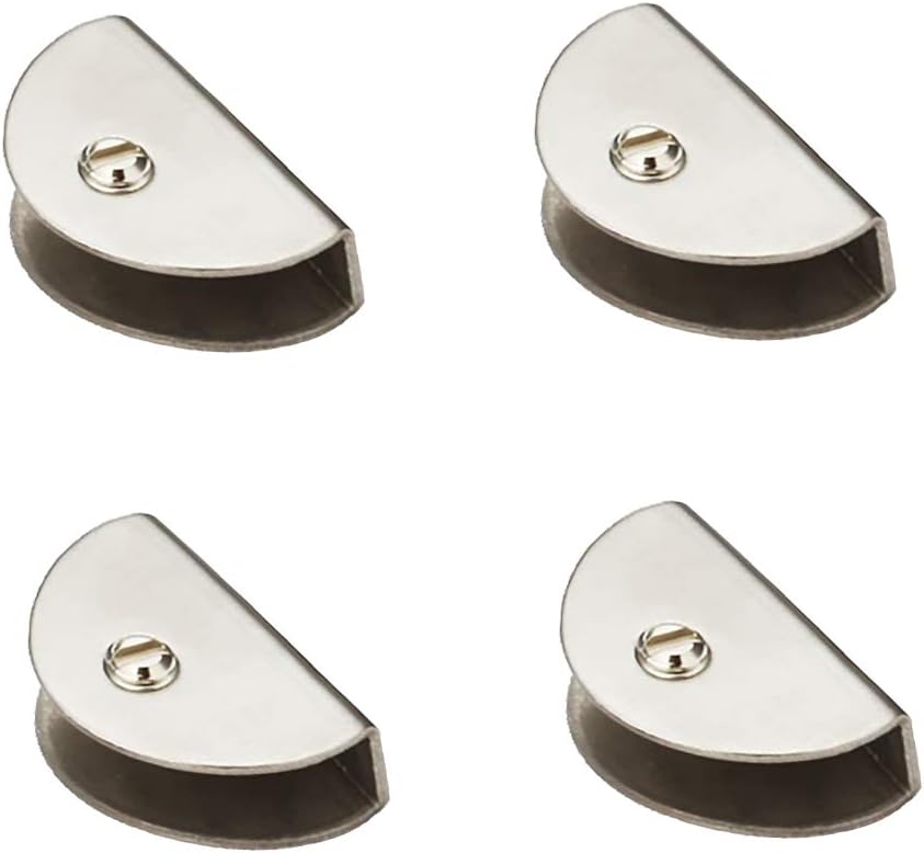 FYTRONDY Stainless Steel Adjustable Frame Less Semi-Circle Glass Shelf Clamp Clip (Large)