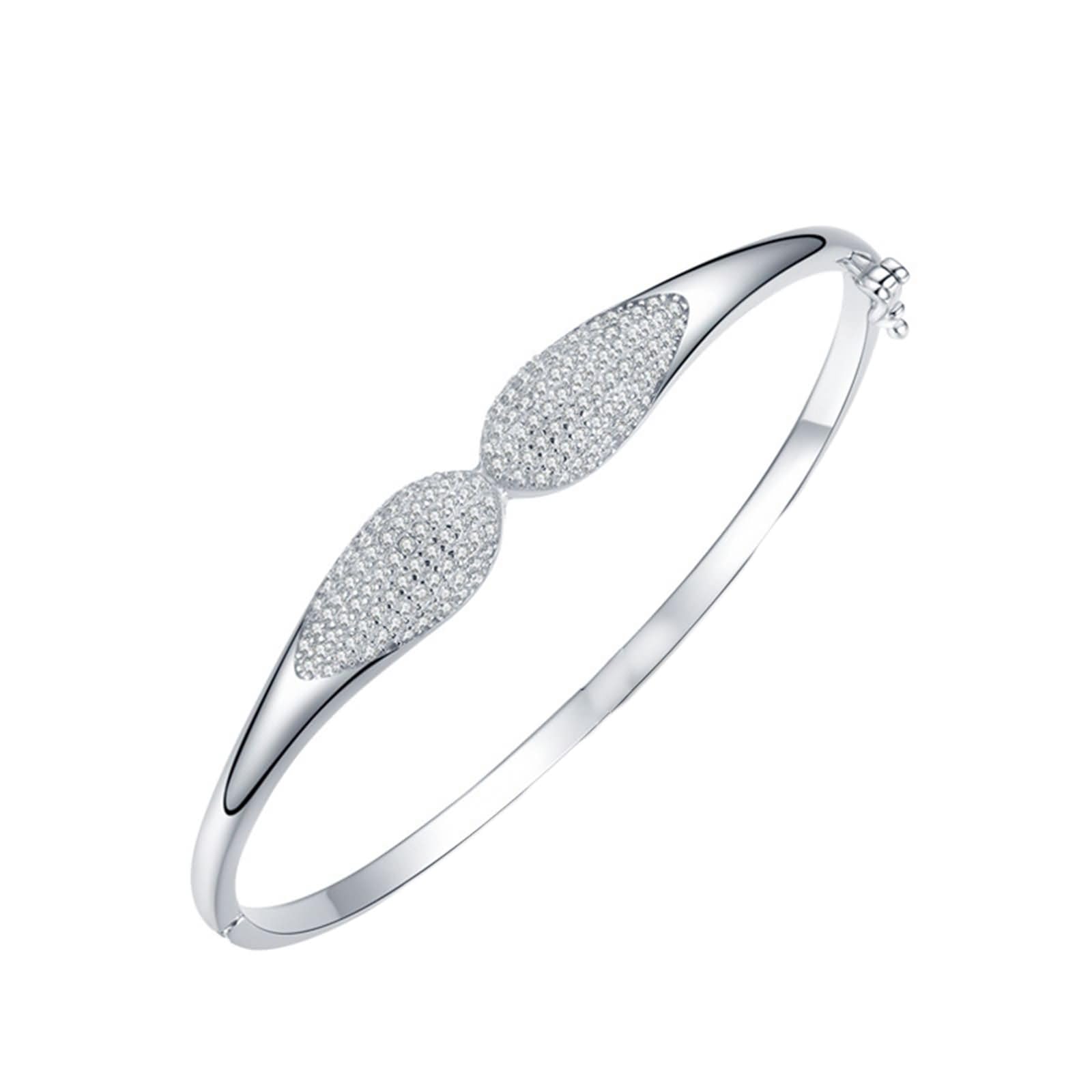 Pulseras de Mujer de Oro Blanco 9 Kilates / 14 Kilates / 18 Kilates, Gota de Agua con Moissanita, Cadena 16 CM, Pulseras de Plata Mujer
