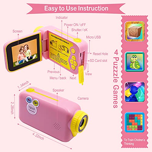 Kids Camera, Dinosaur Kids Video Camera Camcorder with 270°Rotation 2.4Inch Screen, 1080P FHD Camera for Kids Digital… - Image 6