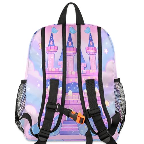 Personalized Toddler Backpack, Custom Backpack with Name/Text, Castle Kids' Backpack for Girls with Chest Strap4