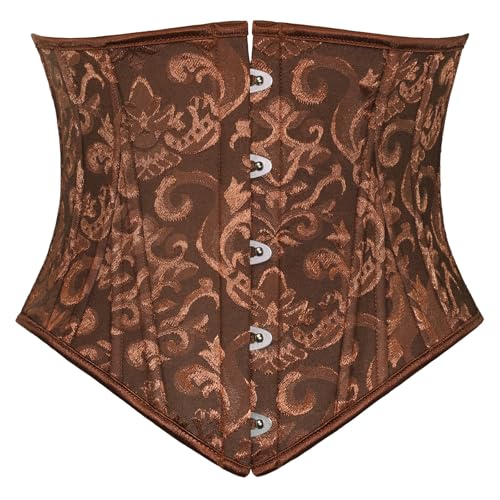 SCARLET DARKNESS Damen Steampunk Korsettgürtel Vintage Lace Up Mittelalter Breiter Gürtel Braun Jacquard 40