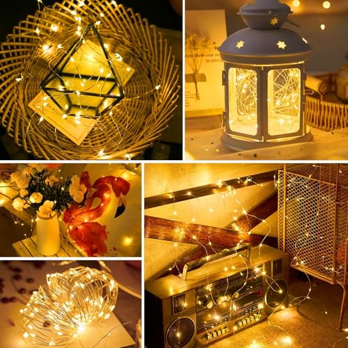 pozzolanas 24 Pack Warm White Fairy Lights Battery Operated 3 Modes 7FT 20 LED Waterproof String Lights Twinkle Silver Wire for Mason Jars Wedding Christmas Halloween Party Decor (24, Warm White) by pozzolanas - Image 7