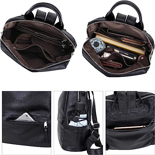 Image of MUCHOVA Teen Girl Fashion Backpack Purses Multipurpose Design Handbags and Shoulder Bag Faux Leather Travel bag Casual Backpack With Shoulder printed Strap (Black)