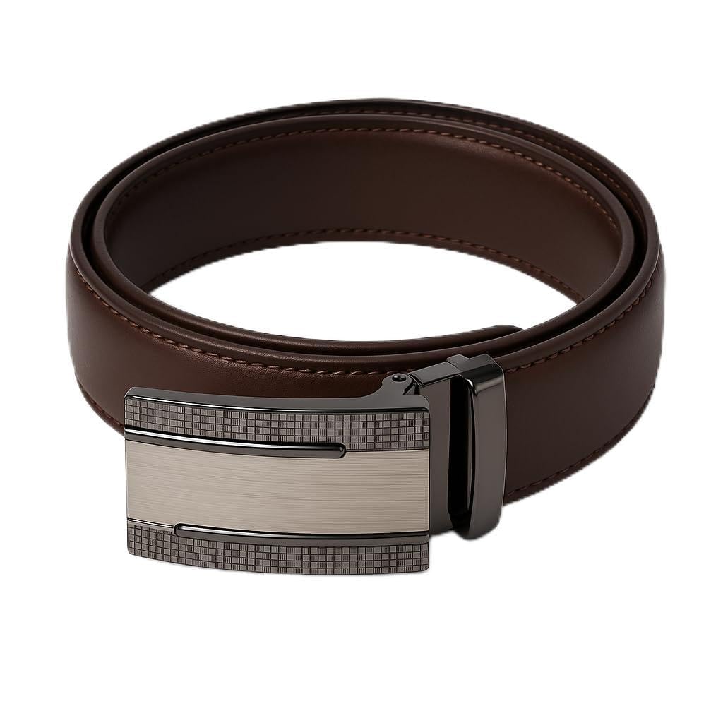 Genuine Leather Belt for Men - A British Brand - Crafted in India - 35mm Width - Formal and Casual Wear - Brown Belt - Adjustable waistband with Autolock - Fits