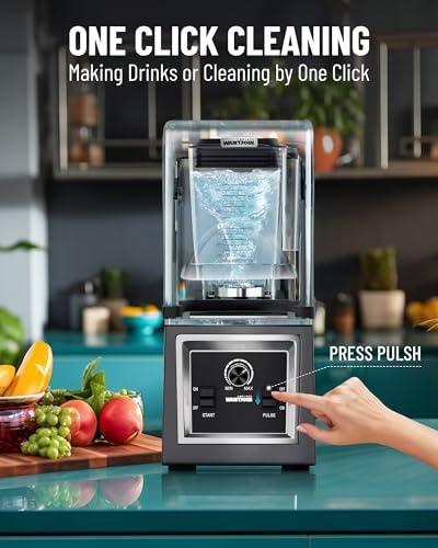 Image of Wantjoin Professional Grade Blender - Soundproof & Quiet Commercial Blenders, Removable Shield, 2000W Watte, 67 Oz Capacity - Perfect for Kitchen, Fruits, Shakes, Smoothies, and Frozen Drinks(Gray)