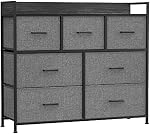 SONGMICS Dresser pour chambre, coffre de tiroirs, rangement organisateur de vêtements, 7 Tiroirs de tissus avec poignées, cadre en métal, gris d'ardoise et gris d ́anthracite ULTS523G22