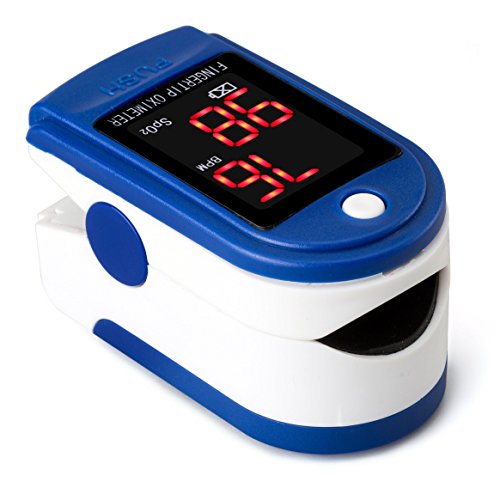 Hangsun Doigt Oxymetre de Pouls Moniteur de Fréquence Cardiaque SpO2 + Ecran LED+Cordon et étui de Transport Cover