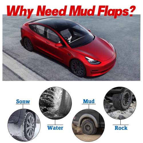 Image of BDFHYK Mud Flaps Splash Guards 4PCS Front & Rear Side Mud Guards Compatible with Model 3 (2016-2022)