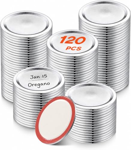moinkerin Regular Mouth Mason Jar Lids, 120 Pcs 70mm Canning Lids