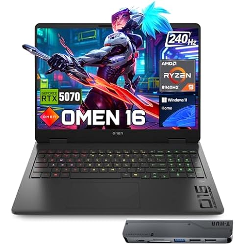 HP OMEN RTX 5070 AMD Ryzen 9 8940HX 240Hz Gaming Laptop | 16" WQXGA QHD+, 64GB DDR5 RAM, 2TB SSD, RGB Backlit KB, Low Blue Light, Windows 11 Home, w/bundle