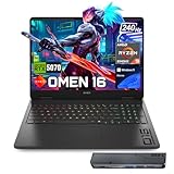 HP Omen RTX 5070 Gaming Laptop, 16.1' WQXGA 240Hz, AMD Ryzen 9 8940HX, 32GB DDR5 RAM, 1TB SSD, RGB Backlit KB, Low Blue Light, Bundle with Thunderobot 7 in-1 USB-C Hub, Black, Windows 11 Home