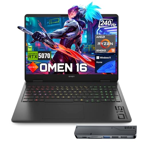 HP Omen RTX 5070 �Q�[�~���O�m�[�g�p�\�R�� 16.1�C���` WQXGA 240Hz AMD Ryzen 9 8940HX 64GB DDR5 RAM 1TB SSD RGB�o�b�N���C�gKB ��u���[���C�g�Z�b�g Thunderobot 7�C