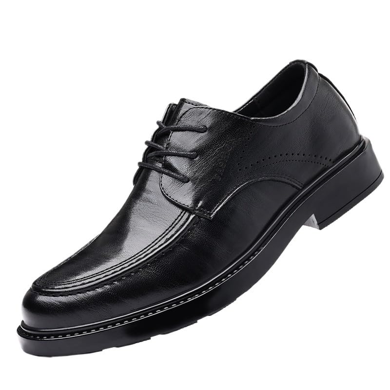 Men Hand-Stitched Detailing Formal Shoes Pu Leather Prom Wedding Tuxedo Anti-Slip Non Slip Rubber Sole Block Heel Shoe Lace-up Round Toe Office