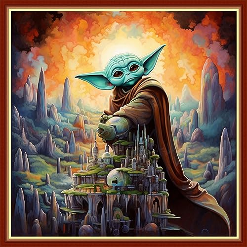 Image of Findvoor Stamped Cross Stitch Kits for Beginners Full Range of Cross Stitching Embroidery Pattern for Adults, 11CT DIY Needlepoint Embroidery Starter Kits-Magic Alien 17.7x17.7 inch