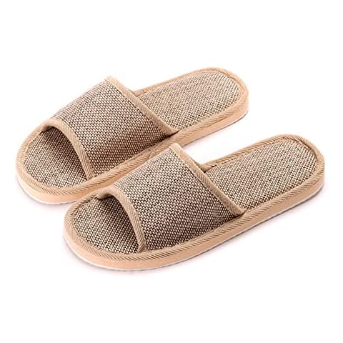 FENCHUN Women Indoor Slippers Floor Flat Shoes Spring Autumn Linen Flip Flops Home Slippers Female Comfortable 0016, Shoe Size : C44 Cover