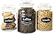 Godinger Airtight Glass Canisters Set of 3 - Round Clear Storage Containers with Sealed Lids, Chalkboard Jar Set of 3, Chalk Included – Perfect Housewarming Gift
